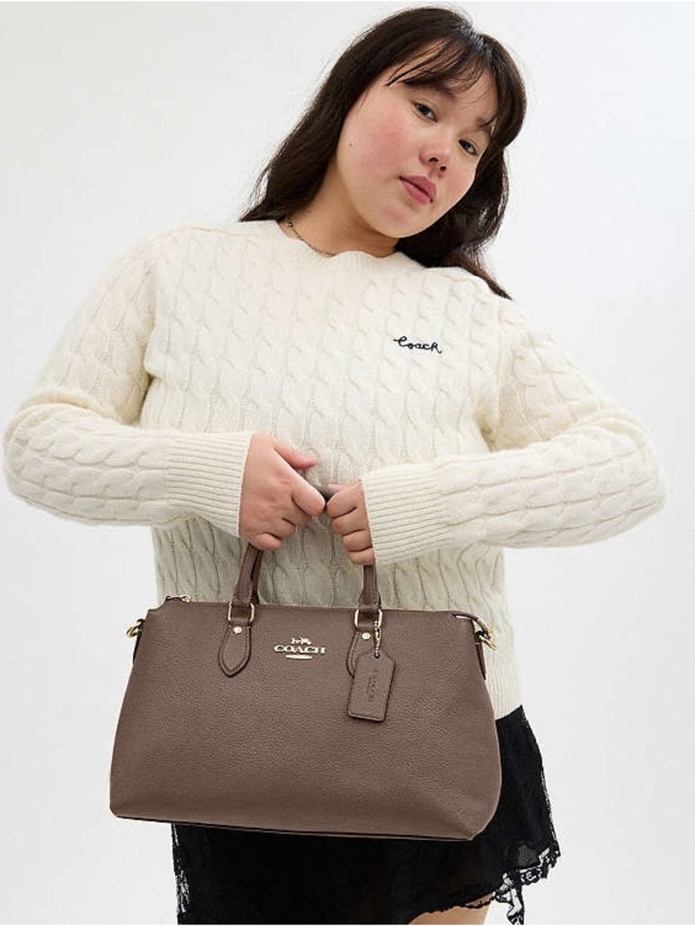 COACH Georgia Taupe Leather Satchel - Picture 4 of 14